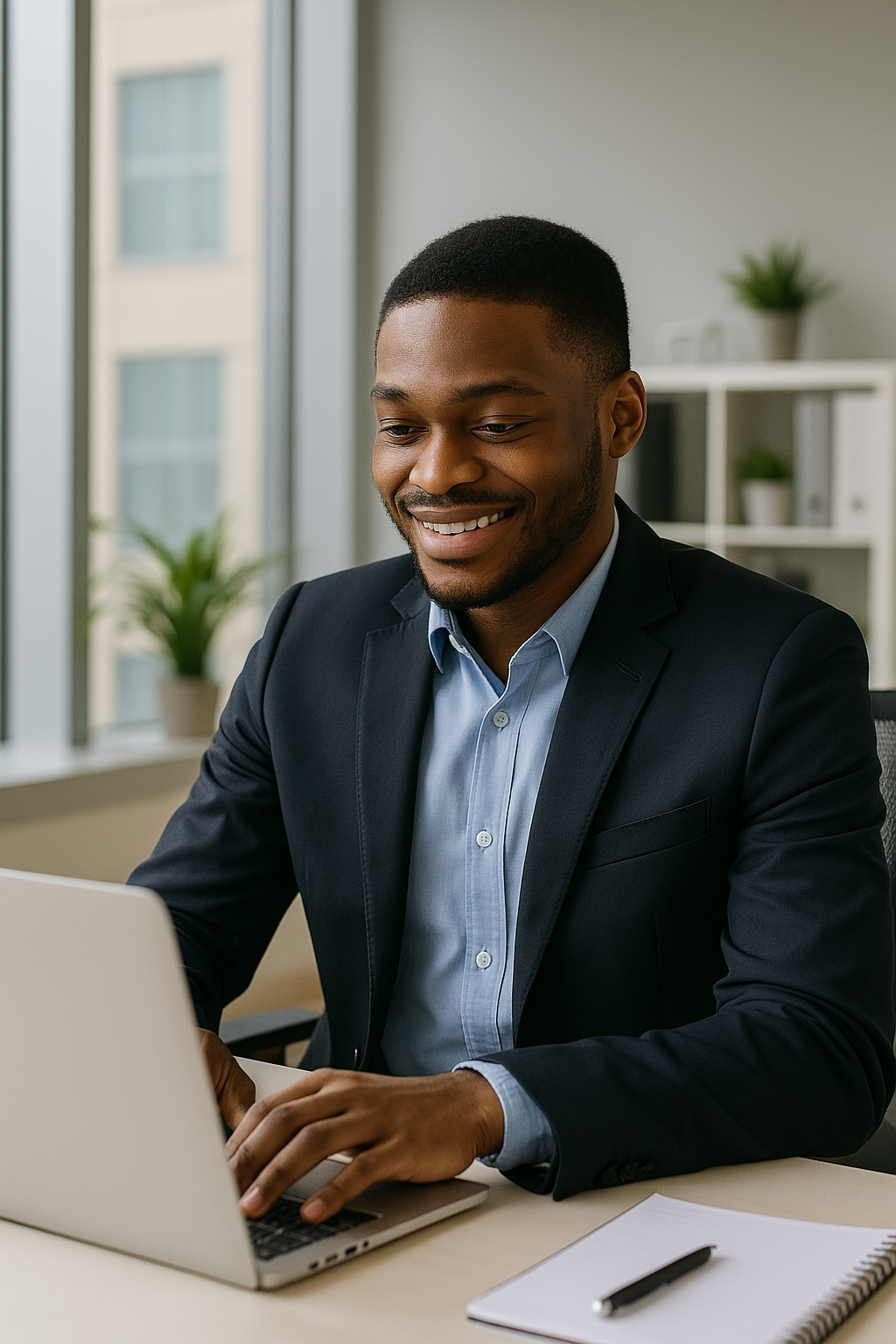 Professional man supporting family in Cameroon remotely