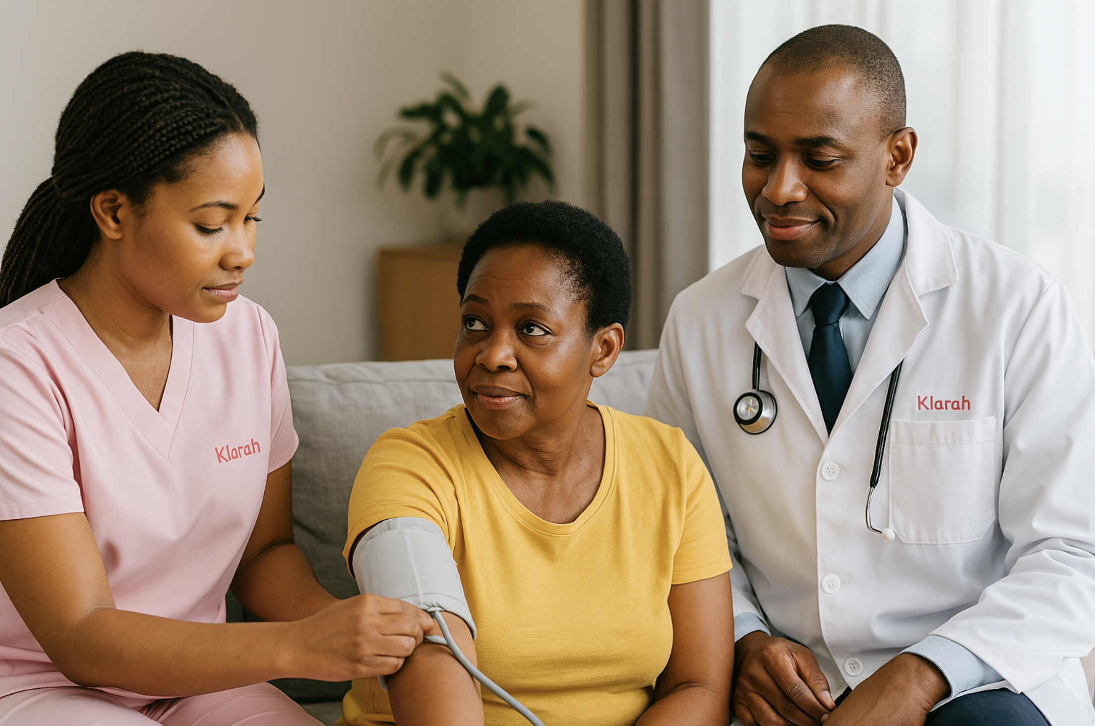 Klarah healthcare professionals checking patient vitals